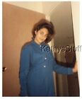 COLOR PHOTO P_1593 PRETTY WOMAN IN DRESS IN DOORWAY