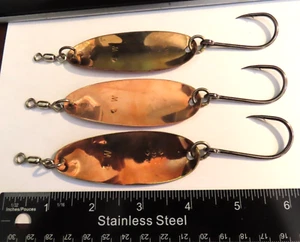 3 Vintage 3¼" Pacific Northwest Salmon Trolling Spoons 4W COPPER - PALCO SOOKE - Picture 1 of 6