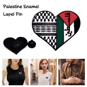 1X Palestine Enamel Lapel Pin Badge Heart-Shaped Brooch Collar Pin Dress Br💯DE - Bild 1 von 13