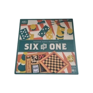 Wooden Games 6 in 1 Chess Draughts Backgammon, Dominoes Cards PickUp Sticks - Picture 1 of 5