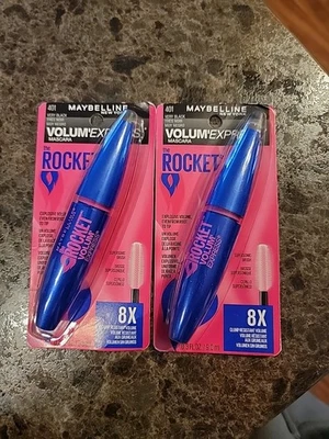 Juego de 2 Rímel Volume Express The Rocket Muy Negro Nuevo en Paquete Foto 1 de 3