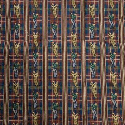 Woven Plaid Golf Golfers Upholstery Tapestry Fabric 35" x 44" - Image 1 of 4