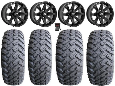 Sedona Sparx 14" Wheels Black 27" MotoHammer Tires Kawasaki Brute Force IRS - Image 1 of 4