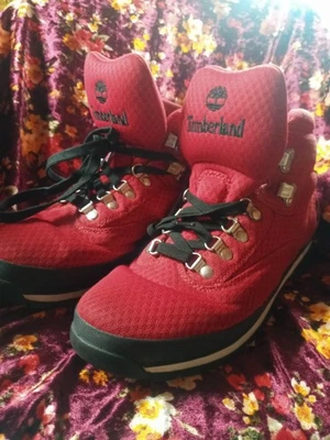 Size 10 Men Red Timberland Hiker Boot Shoes Lightly Used - Изображение 1 из 3
