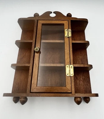 Vintage Miniature Curio Display Cabinet Wood Glass Door Trinkets Baubles Jewelry - Image 1 of 4