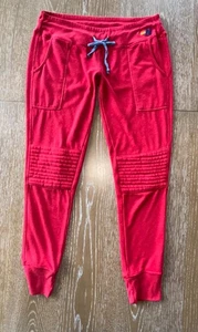 $178 AVIATOR NATION Cherry Red Fleece Moto Joggers Sweatpants SUPER RARE FIND XS - Picture 1 of 15