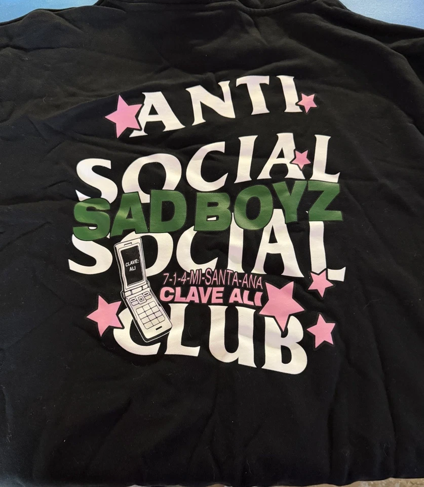 Sudadera con Capucha Anti Social Social Club Sadboyz Clave Ali XXL / 2XL Negra Nueva con Etiquetas Foto 1 de 3