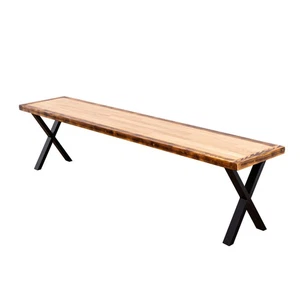 Butchers Block Bench with X Legs | Solid Oak and Reclaimed Timber Style - Picture 1 of 9