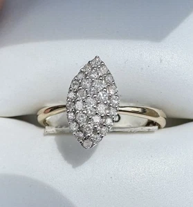 Forever Bride Fine Jewelry 10K Yellow Gold .20 TCW Marquise Diamond Cluster Ring - Picture 1 of 24