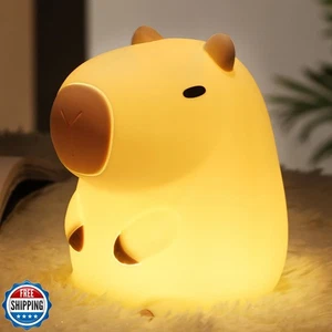 Drecoam Capybara Night Light, Squishy Rechargeable LED Lamp with Timer, Dimma - Picture 1 of 5