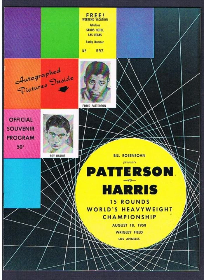 1958 World Championship Floyd Patterson vs Roy Harris boxing program MINT LA CA - Image 1 of 1