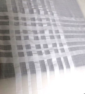 Vintage Fine Cotton Organdy White Blanket Cover with Stripes XX210 - Picture 1 of 7
