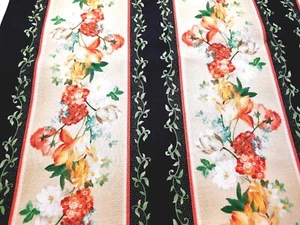 2 Yd Ivy Lane for Quilting Treasures Border Stripe Black Orange Yellow Green - Picture 1 of 4