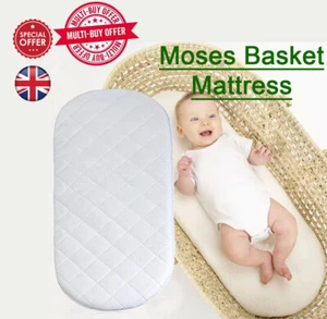 Baby Moses Basket Mattress Extra Thick - 4CM Comfy Cushy Mattress UK All sizes - Picture 1 of 10