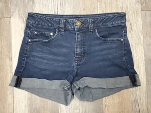 Womans Dark Blue Denim Shorts Cuffed 27" - Picture 1 of 5