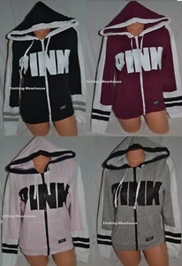 Victoria's Secret PINK Perfect Hoodie Sweatshirt Full Zip Jacket Top Logo S,M,L - Picture 1 of 19