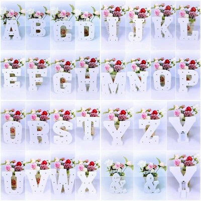 1X LED Wooden White Letters Alphabet Sign Light Up Standing up Party Decorations - image 1 of 4