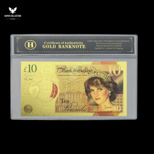 Billetes de oro princesa Diana diez libras dinero sin moneda decoración del hogar - Imagen 1 de 7