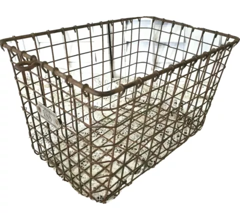 Vintage Rusty Metal Locker Basket 188, Industrial, Farmhouse Storage, Decor Cover