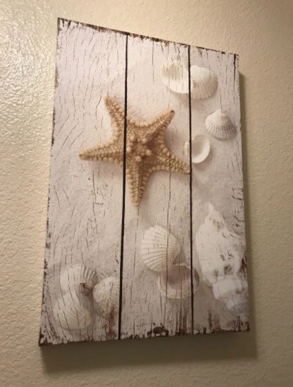 Seashells Canvas Wall Art  Beach Theme Sand Artwork Painting - Изображение 1 из 1