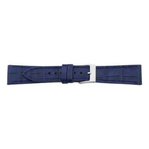 Uhrenarmband Krokodil Rindsleder Dunkelblau von Pebro - 10 Stegbreiten - Picture 1 of 1