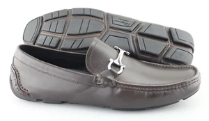 Men's SALVATORE FERRAGAMO 'Plum' Dark Brown Leather Loafers Size US 8 - D - Picture 1 of 8