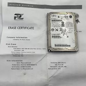 Fujitsu MHW2080BH 80GB SATA 2.5" Hard Drive Tested - Picture 1 of 10