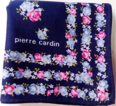 LENÇO VINTAGE FLORA PIERRE CARDIN LENÇO LENÇO ALGODÃO 16" - Imagem 1 de 2
