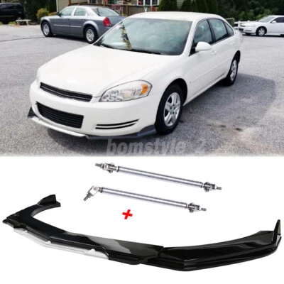 Alerón divisor de labios de parachoques delantero + varillas de puntal para Chevrolet Impala 2007-2020 Foto 1 de 4