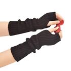 Stretchy Knitted Arm Warmer Sleeves Long Fingerless Gloves Thumb Hole Mittens