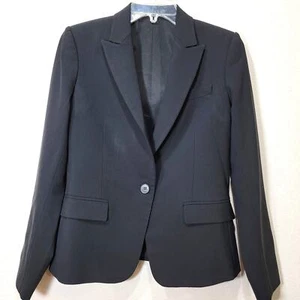 Blazer Theory Suit Negro 6 Pequeño Corpcore Lana Virgen Forrado Botón Único - Imagen 1 de 9