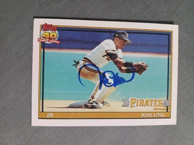 Tarjeta firmada autografiada de Joseph Lind 1991 Topps # 537 Piratas de Pittsburgh 91 automática Foto 1 de 3