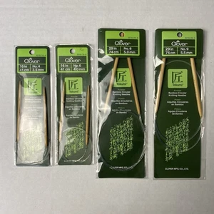 Lote de 4 agujas de tejer circulares de bambú para trébol - 16" No. 4 y 6, 29" Nº 8 y 9 - Imagen 1 de 2