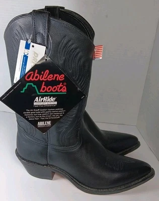 Para mujeres Negro Abilene Vestido de Piel de Vaca Botas de Vaquero del Oeste Estilo 9050 Talla 9 1/2 Nuevo con Etiquetas Foto 1 de 4