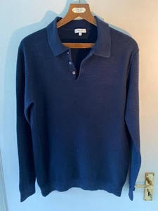 Reiss Men’s Knit Polo Shirt – Navy – Size L – Long Sleeve – RRP £85 – VGC - Picture 1 of 3