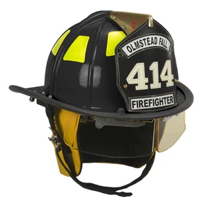 Casco de bomberos ligero de fibra de vidrio tradicional negro Cairns 1010 NFPA OSHA nuevo - Imagen 1 de 5