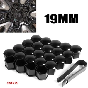 19mm 20PCS WHEEL NUT BOLT COVER CAPS, BLACK FOR VW BMW MERCEDES, UNIVERSAL ITEM - Picture 1 of 7