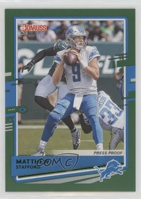 2020 Panini Donruss Photo Variation Press Proof Green Matthew Stafford #96 - Image 1 of 2