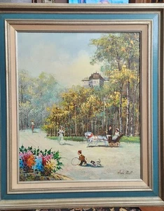 Vintage Andre Moret Oil Painting 27-1/2" Wide by 31-1/2" Tall - Picture 1 of 5