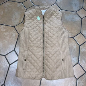 Joules Quilted Padded Gilet Size 14 Pockets Full Zip Riding Work Tan New - Picture 1 of 7