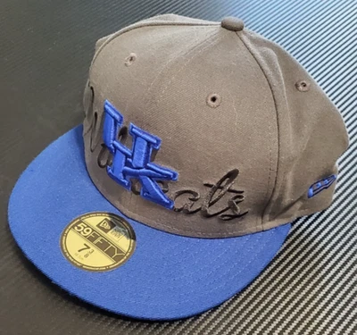 University of Kentucky Wildcats New Era Gray and Blue Bill Fitted Hat SZ 7 3/8 - Image 1 of 4