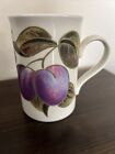 Ashdale Harmony Pattern Plum Fruit Ceramic Mug Tea Cup England Cherries Mcm Tall