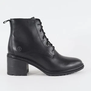 Mujeres Timberland Sienna Alto A23MH Negro Cuero Cordones Informales Botines - Imagen 1 de 7