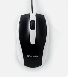 VERBATIM 99740 Corded Notebook Optical Mouse (White) Ergonomic 3 Button USB - Picture 1 of 5