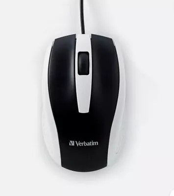 VERBATIM 99740 Corded Notebook Optical Mouse (White) Ergonomic 3 Button USB - Image 1 of 4