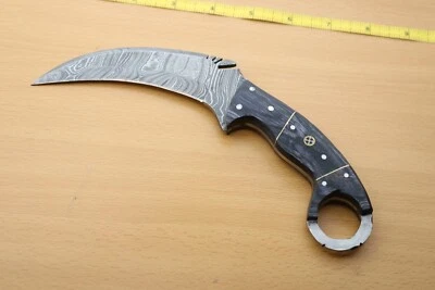 Cuchillo personalizado forjado a mano de acero Damasco de un solo filo Full Tang camping + funda Foto 1 de 4