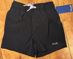 NWT Huk Kid Youth Extra Small Mesh Volley Pursuit Hybrid Shorts Black Breathable - Picture 1 of 4