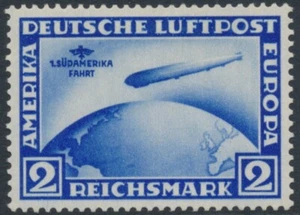 GERMANY - 1930 2M blue Zeppelin Südamerika Fahrt, MH – Michel # 438; Scott # C38 - Picture 1 of 2