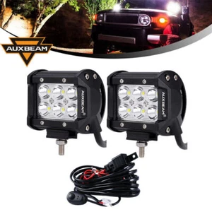 AUXBEAM 4'' LED Work Light Bar 4WD Offroad Flood Pods Fog ATV SUV Driving Lamp - Foto 1 di 8