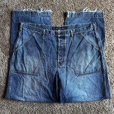 VINTAGE DKNY JEANS Unisex 42x33 Hip Hop 90s Y2k Blue Button Fly Baggy